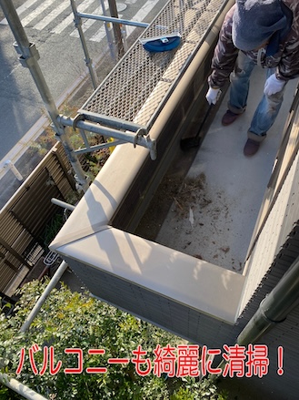 雨樋　清掃　鳥のフン　詰まり　浜松　バルコニー