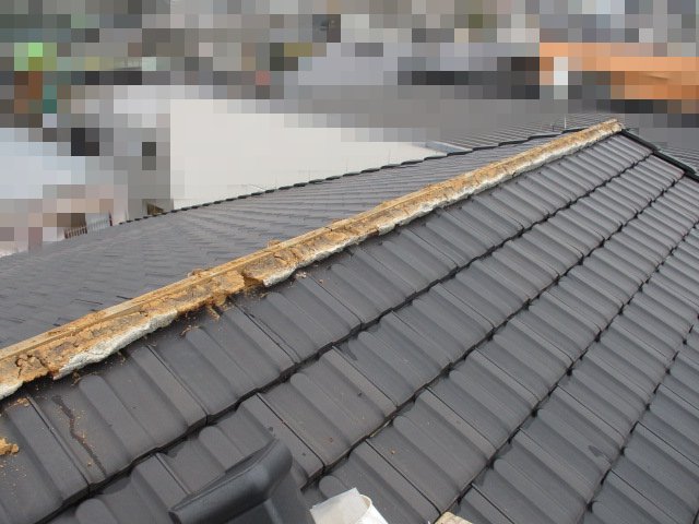 浜松市　平板瓦　屋根　漆喰　詰め直し　修理　剥がれ