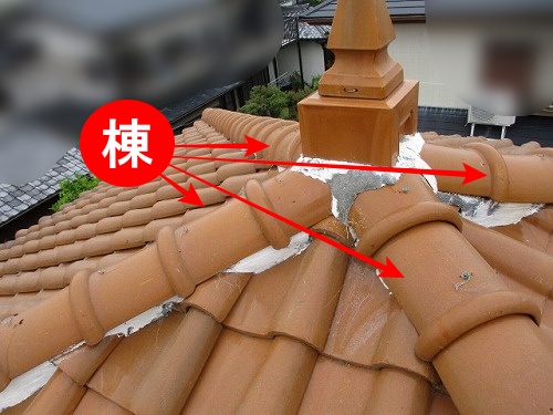 S型瓦屋根　棟　葺き替え　漆喰　浜松市市
