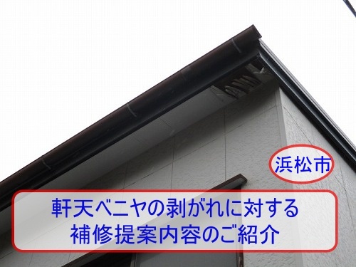 浜松市　軒天ベニヤの剥がれに対するガルバリウム鋼板カバー工法と補修提案内容のご紹介