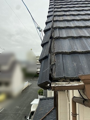 　ケラバ　下地　経年劣化　セメント瓦　浜松市