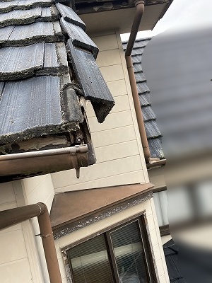 　ケラバ　下地　経年劣化　セメント瓦　浜松市
