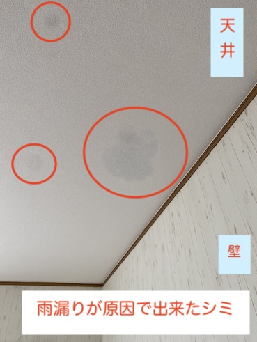 天井　雨漏り　壁　しみ