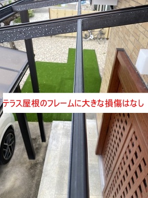テラス　強風　ポリカ　平板屋根　浜松市　