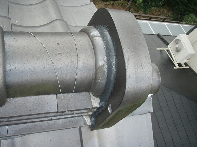 鬼瓦まわり　コーキング　