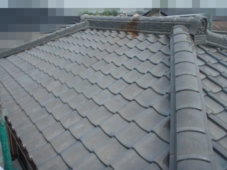 陶器瓦　葺き替え　前