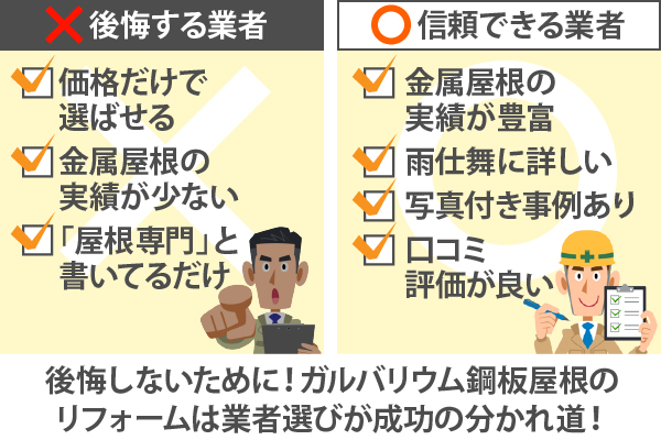 後悔しないために！ガルバリウム鋼板屋根のリフォームは業者選びが成功の分かれ道！