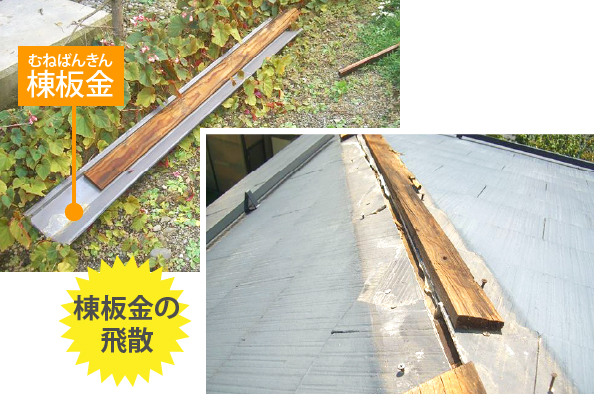 棟板金の飛散
