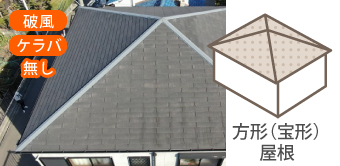 方形（宝形）屋根は破風とケラバがない