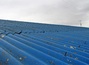 白い汚れが目立つ屋根